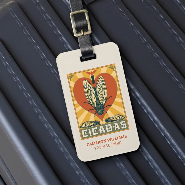 I Heart Cicadas Luggage Tag (Luggage tag on luggage)