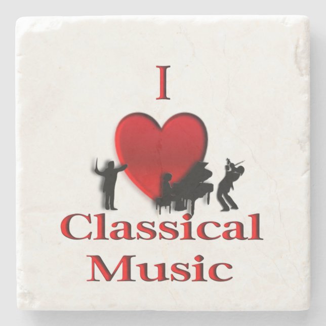 I Heart Classical Music Stone Coaster (Front)