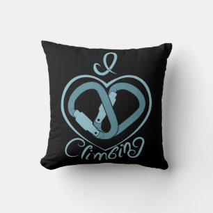 I Heart Climbing (Carabiner) Fun Rock Climbing Cushion