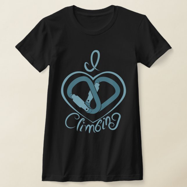 I Heart Climbing (Carabiner)  Fun Rock Climbing  T-Shirt (Laydown)