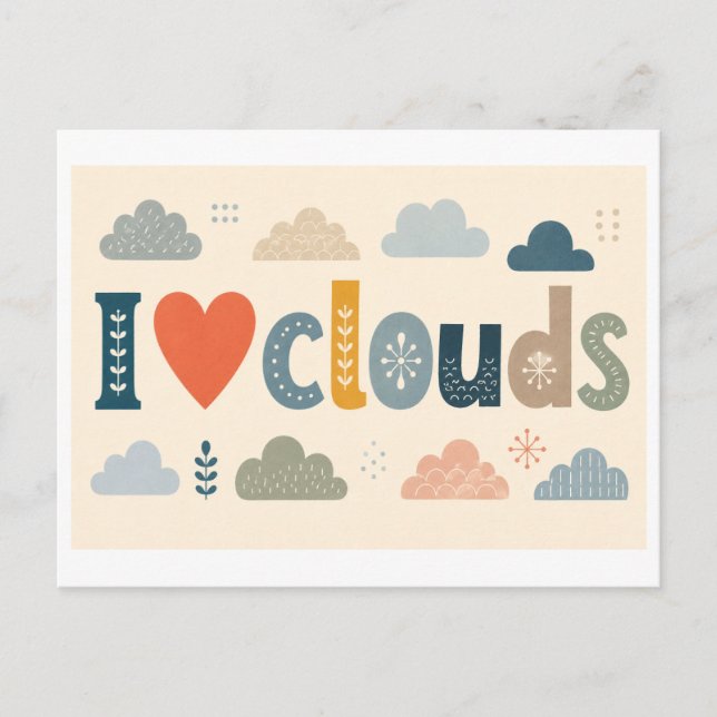 "I [Heart] Clouds" Postcard (Front)