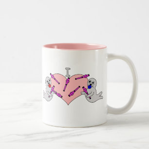 I Heart Clubbing Baby Seals Two-Tone Coffee Mug