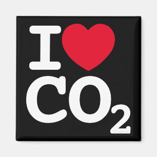 I Heart CO2 - I Love Carbon Dioxide black fridge Magnet