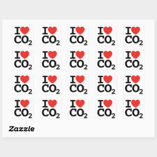 I Heart CO2 - I love Carbon Dioxide Sticker Sheet