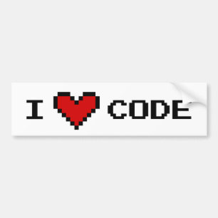 I heart code car bumper sticker for programmer