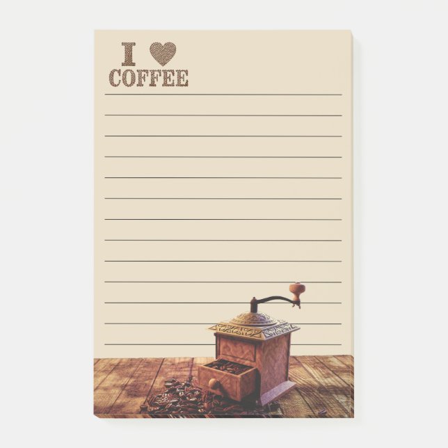 I Heart Coffee And Coffee Grinder Post-it Notes (Front)