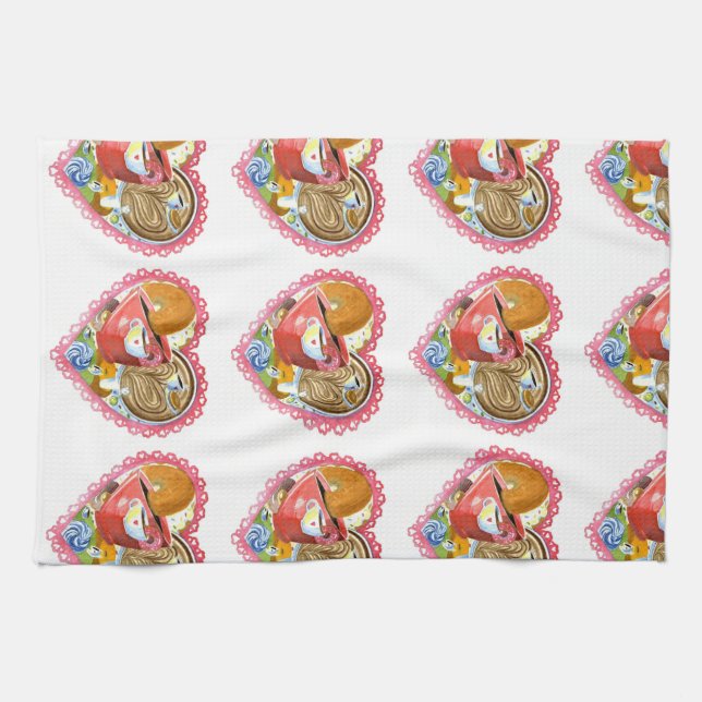 I Heart Coffee and Doughnuts Towel (Horizontal)
