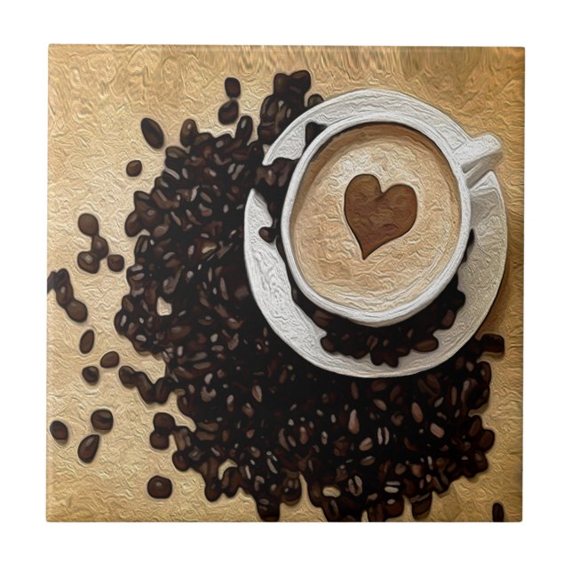 I Heart Coffee Ceramic Tile (Front)