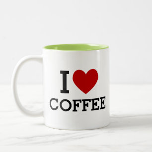 I Heart Coffee Funny Cute Gift for Coffee Lovers Two-Tone Coffee Mug