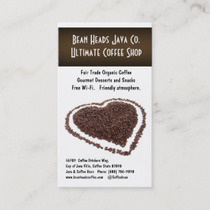I Heart Coffee!  Heart Shaped Coffee Beans Business Card