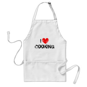 I heart cooking aprons for men and women   Grungy