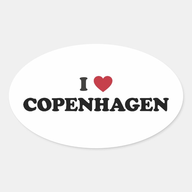 I Heart Copenhagen Denmark Oval Sticker (Front)