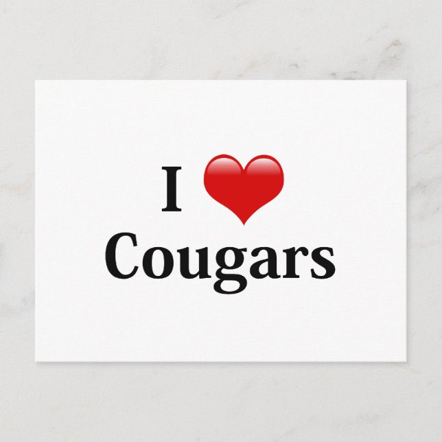 I Heart Cougars Postcard (Front)