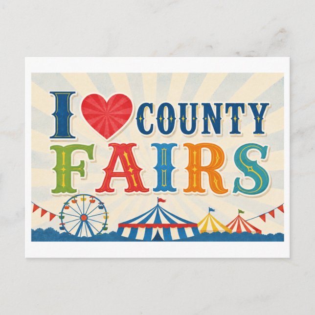 "I [Heart] County Fairs" Postcard (Front)