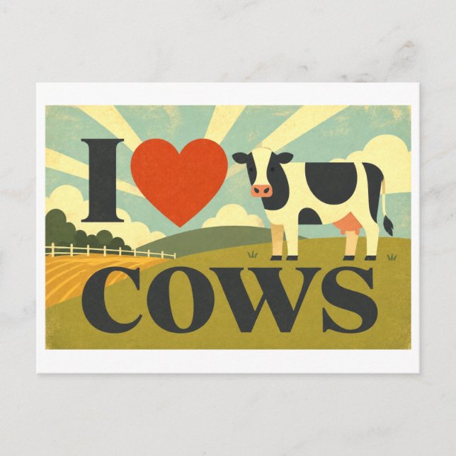 "I [Heart] Cows" Postcard (Front)