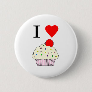 I heart Cupcakes 6 Cm Round Badge
