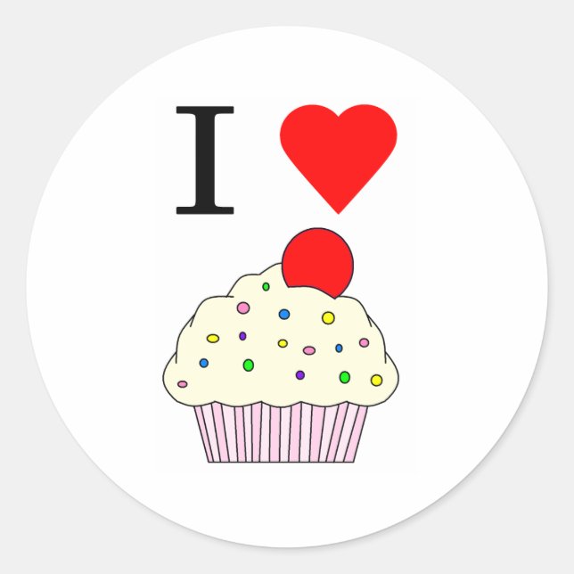 I heart Cupcakes Classic Round Sticker (Front)