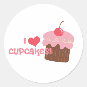 i heart cupcakes classic round sticker
