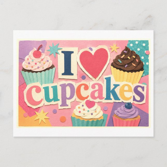 "I [Heart] Cupcakes" Postcard (Front)