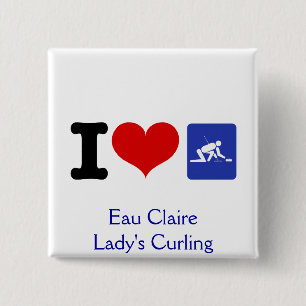 I Heart Curling 15 Cm Square Badge