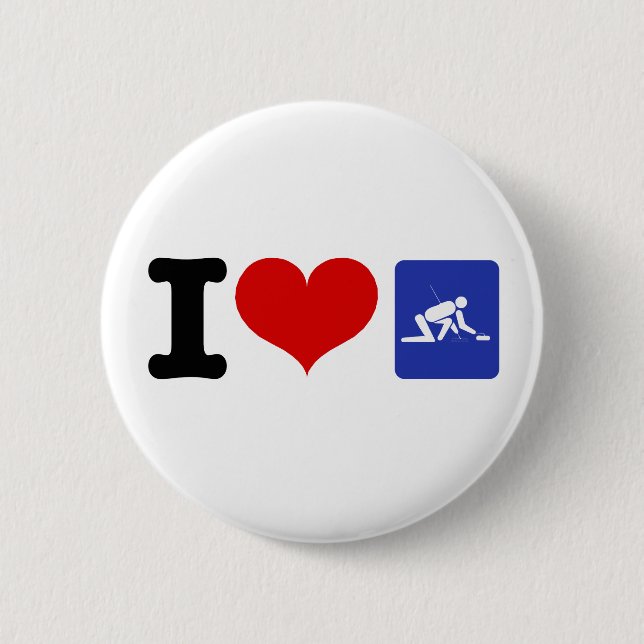 I Heart Curling 6 Cm Round Badge (Front)
