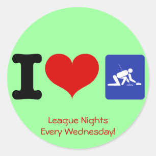 I Heart Curling Classic Round Sticker