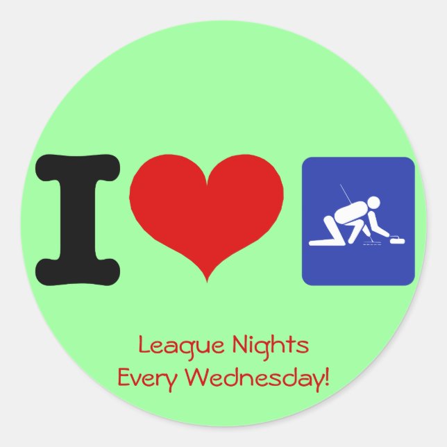 I Heart Curling Classic Round Sticker (Front)