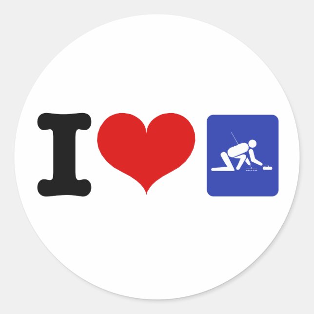 I Heart Curling Classic Round Sticker (Front)