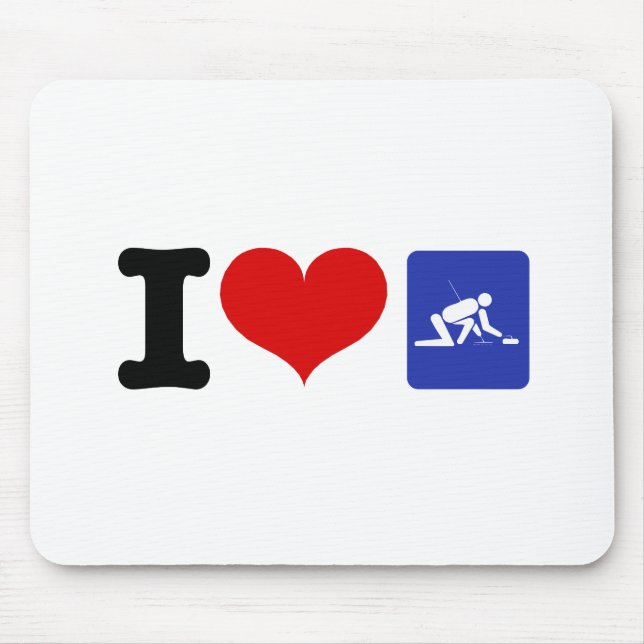 I Heart Curling Mouse Pad (Front)