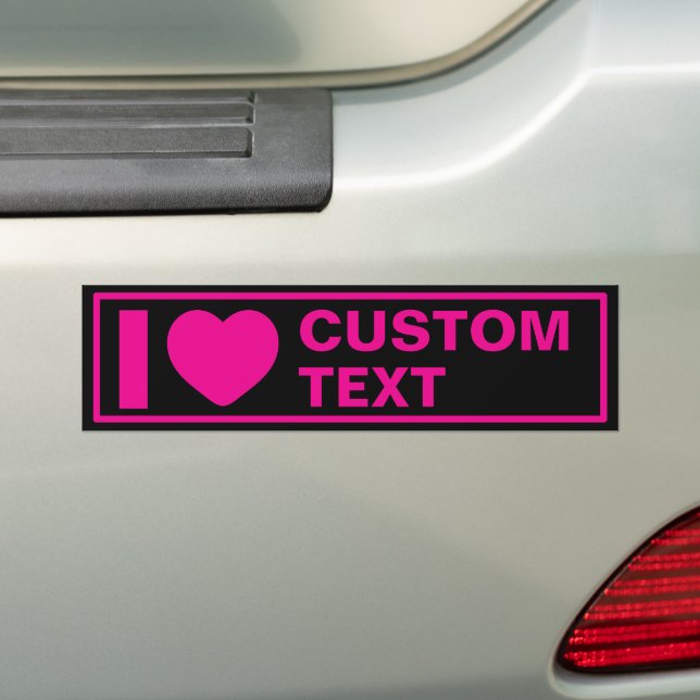 I Heart Custom Modern Pink Bumper Sticker (On Car)
