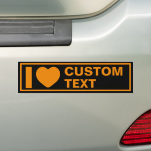 I Heart Custom Template Modern Orange Bumper Sticker