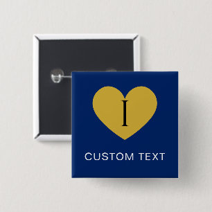 I Heart CUSTOM TEXT Stylish Navy 15 Cm Square Badge