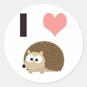 I heart cute hedgehog classic round sticker