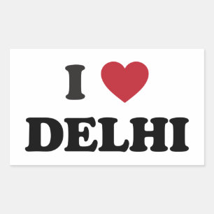I Heart Delhi India Rectangular Sticker