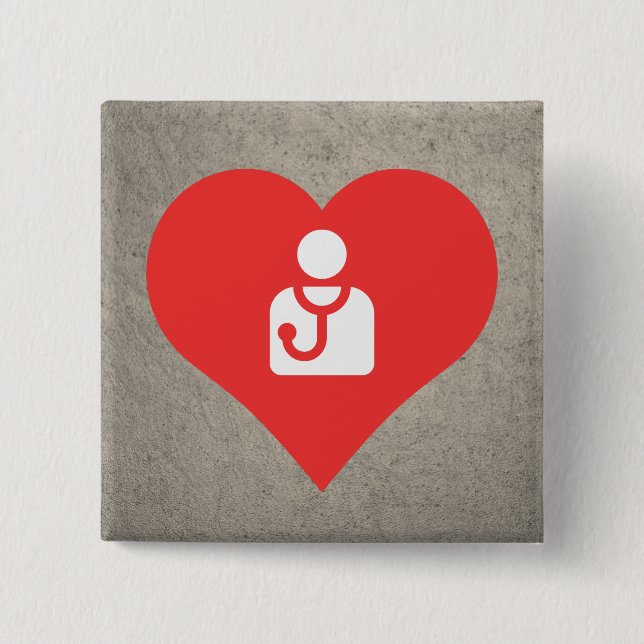 I Heart Doctors Icon 15 Cm Square Badge (Front)