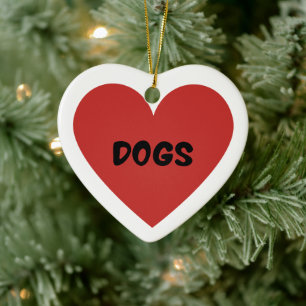 I Heart Dogs Ceramic Ornament