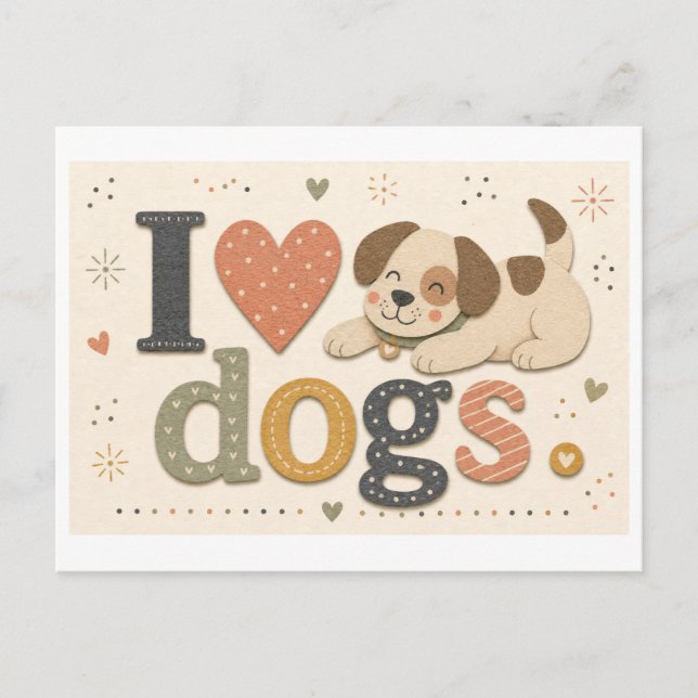 "I [Heart] Dogs" Postcard (Front)
