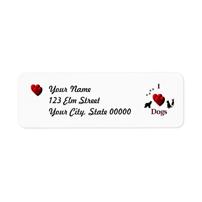 I Heart Dogs Return Address Label (Front)