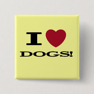I Heart Dogs Tshirts and Gifts 15 Cm Square Badge