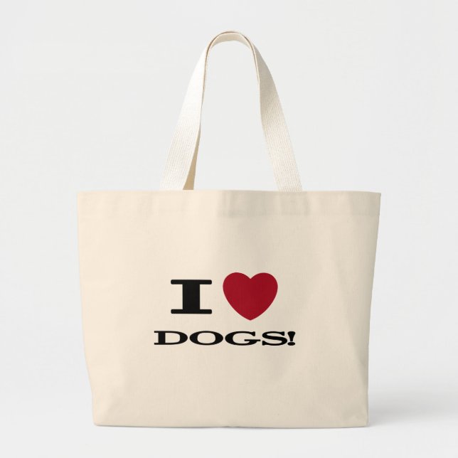 I Heart Dogs Tshirts and Gifts Large Tote Bag (Front)