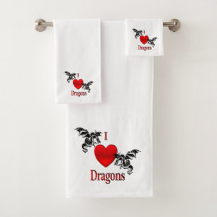 I Heart Dragons Bath Towel Set