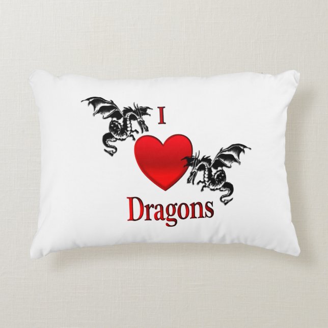I Heart Dragons Decorative Cushion (Front)