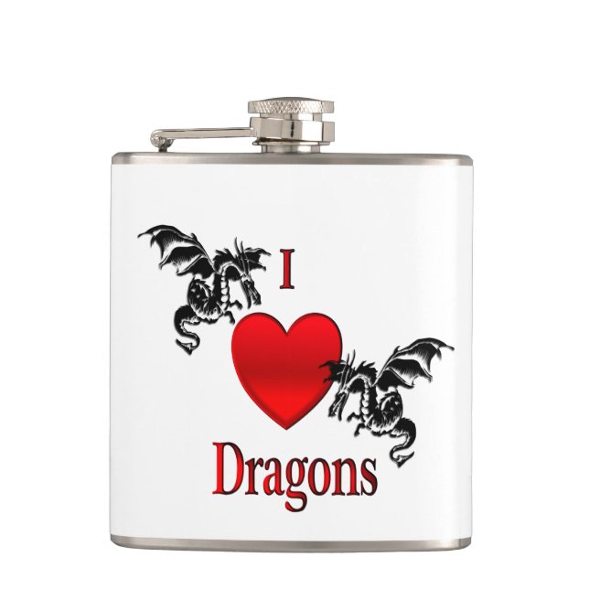 I Heart Dragons Hip Flask (Front)