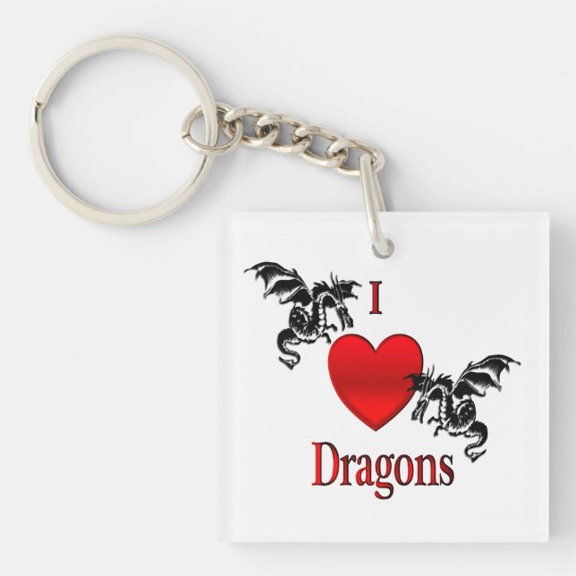 I Heart Dragons Key Ring (Front)