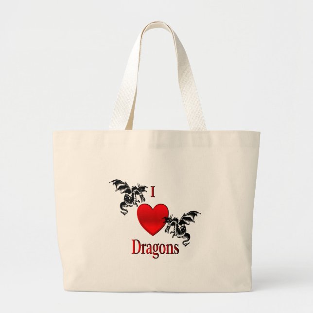 I Heart Dragons Large Tote Bag (Front)