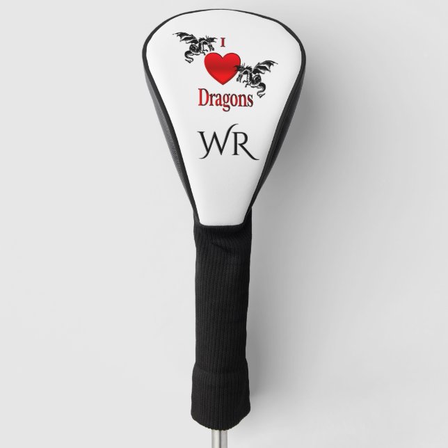 I Heart Dragons Personal Golf Head Cover (Front)