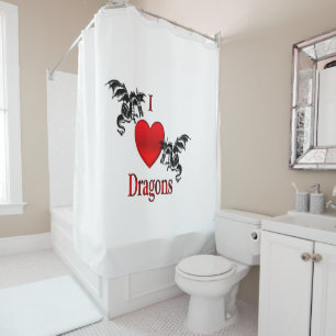 I Heart Dragons Shower Curtain