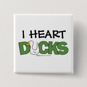 I Heart Ducks 15 Cm Square Badge