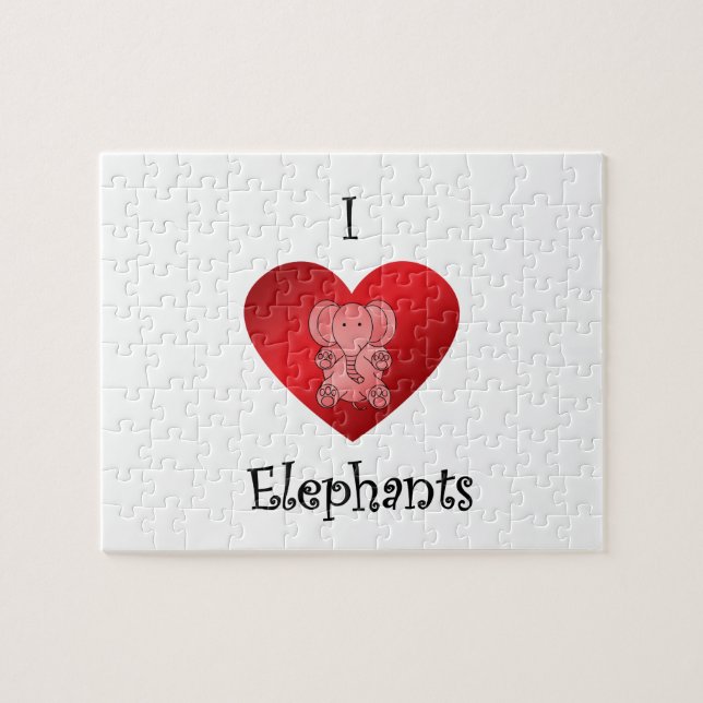 I heart elephants in red jigsaw puzzle (Horizontal)