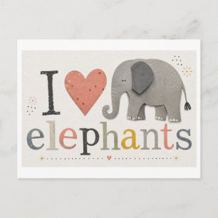 "I [Heart] Elephants" Postcard
